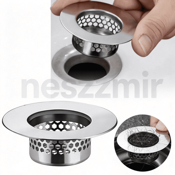 Bathtub Drain Cover, Hair Catcher for Bathroom Sink & Laundry Tub, Stainless Steel Strainer, 1pcs