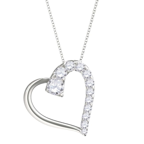 Mauli Jewels 0.50 Carat Round Natural Diamond Heart Shape Pendant Necklace In 14K Solid Rose White Yellow Gold With 18 Gold Plated 925 Sterling Silver Box Chain|Silver Chain