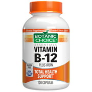 Botanic Choice Vitamin B-12 Plus Iron Dietary Supplement, 100 capsules