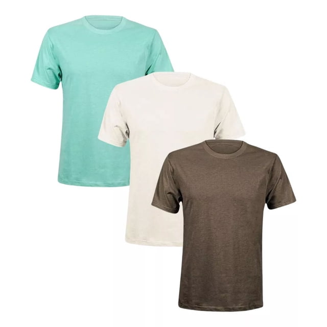 3 Playeras Hombre Lisa Cuello Redondo Paquete Pol/algodón