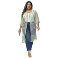 thumbnail image 4 of Feinuhan Women's Lace Cardigan Long Kimono Cover Ups, Plus Size, 3X-Large/4X-Large, Green, 4 of 6