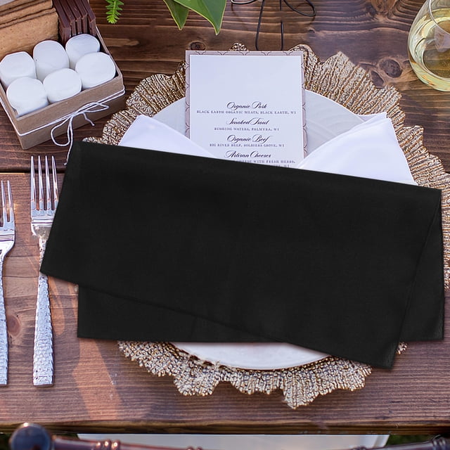 Minkissy 4pcs Party Cloth Napkins Black Polyester Reusable Table Decor For Adults Wedding