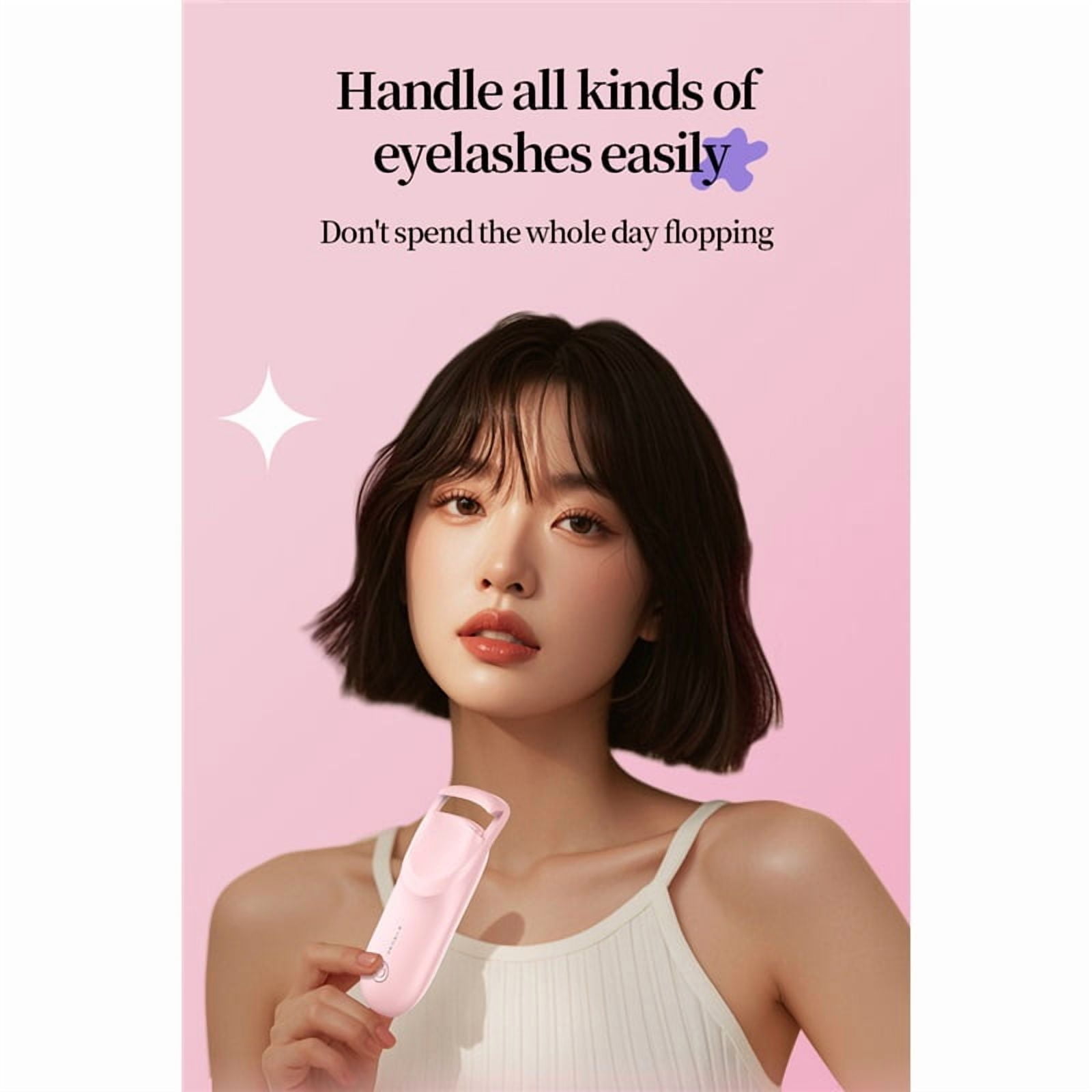 Heated Eyelash Curler,Portable Electric Heated Lash Curler Type-C Rechargeable Travel Eyelash Curlers 2-Level Adjustable Temp and Long-Lasting Natural Curves (Pink)