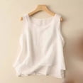 thumbnail image 1 of RKSTN Womens Summer Tops Sleeveless Cotton Linen Tank Top Plus Size Solid Color Crew Neck Weekend Shopping Simple Versatile Tops, 1 of 3