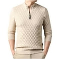 thumbnail image 2 of Yiliang Mens Sweater Quarter Zip Shirts Fall and Winter Long Sleeve Warm and Thermal Top Clothes ,Beige,XL, 2 of 6