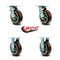 thumbnail image 2 of 6 Inch SS Polyurethane Caster Set with Ball Bearings 2 Swivel 2 Rigid SCC, 2 of 2