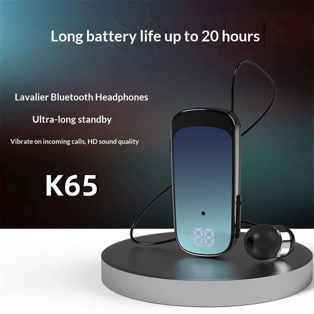 Clip On Bluetooth Earphones, Retractable Bluetooth Headphones, Collar Clip Headsets LED Battery Display, Fast Earpiece v5.2 with Microphone Handsfree for Cell