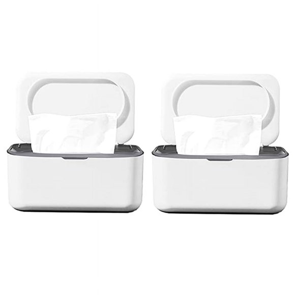 2 dispensadores de toallitas húmedas, caja de almacenamiento para servilletas de bebé, caja de pañuelos húmedos a prueba de polvo para el hogar, la oficina (gris)