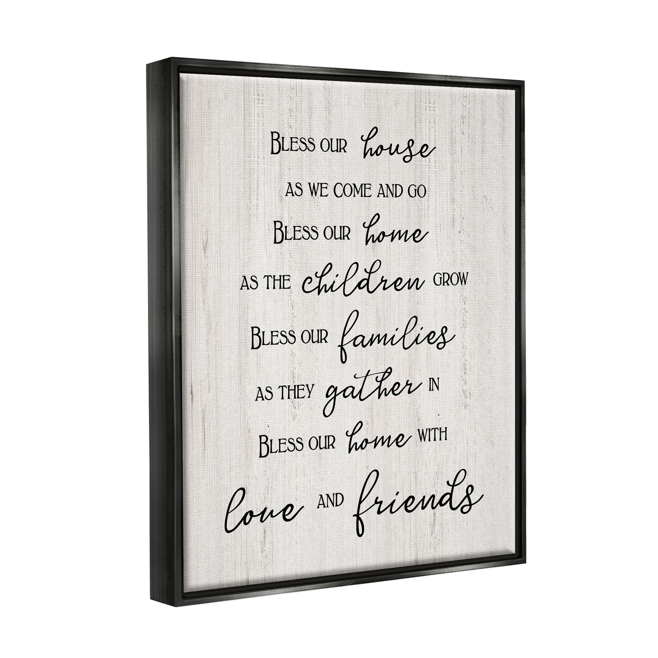 Stupell Industries Bless Our House Family Phrase Graphic Art Jet Black Floating Framed Canvas Print Wall Art, Design by CAD Designs