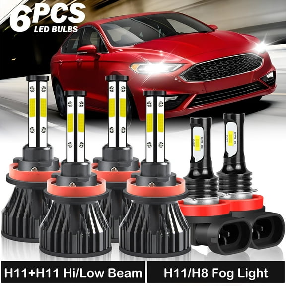 H9 H11 High&Low Beam for Ford Fusion 2019-2020 LED Headlights Fog Lights 6pcs