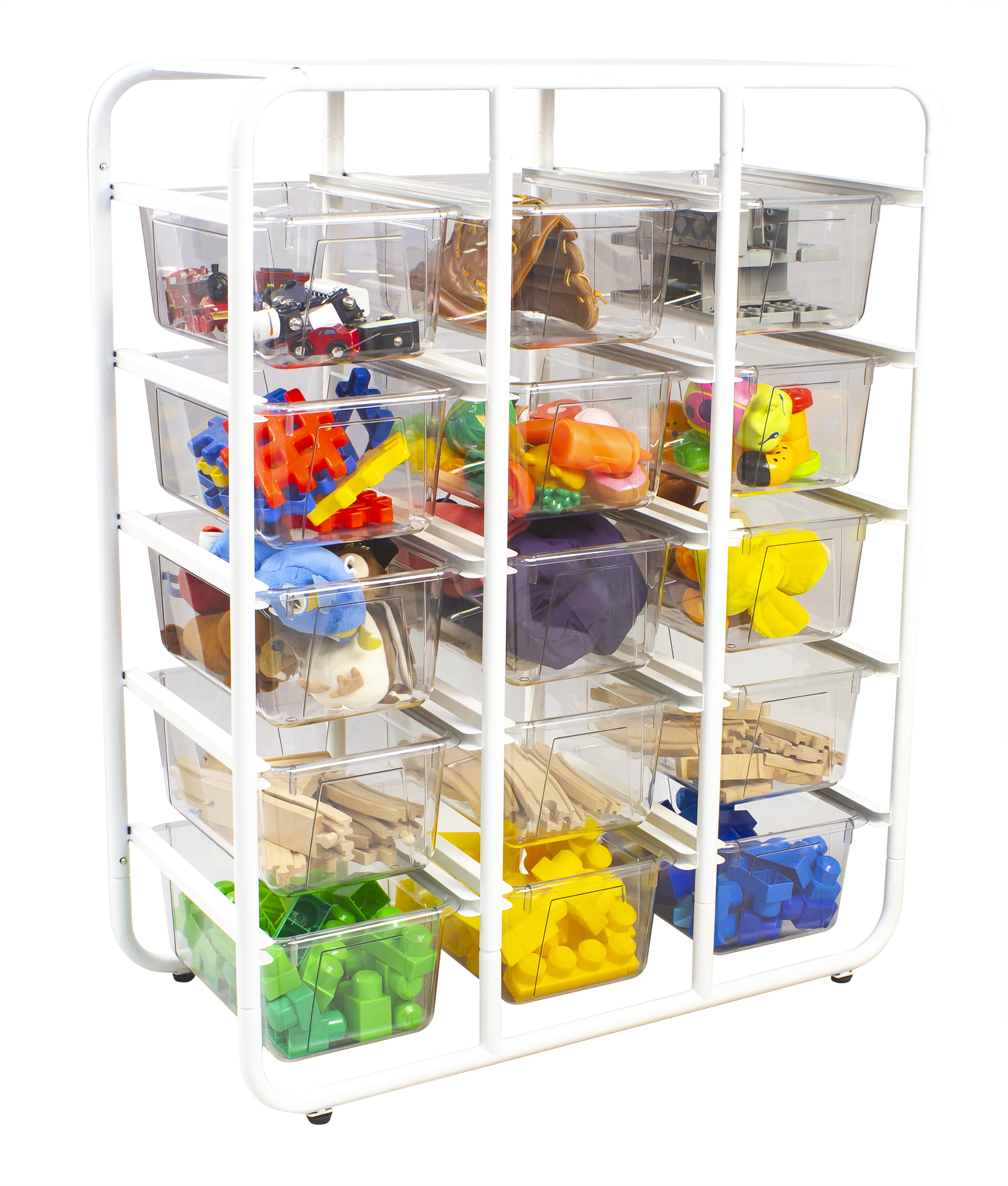 Storex Metal Storage Rack for Kids with 12 Plastic Cubby Bins, Assorted  Colors 