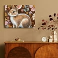 thumbnail image 4 of FCXZI Easter Bunnies and Wildflowers Spring Canvas Wall Art Painting Rabbit Floral Bunny Flower Brown Wall Decor Hanging  Asian Scenic Chic Chinoiserie Canvas Wall Art  16x12in, 4 of 6