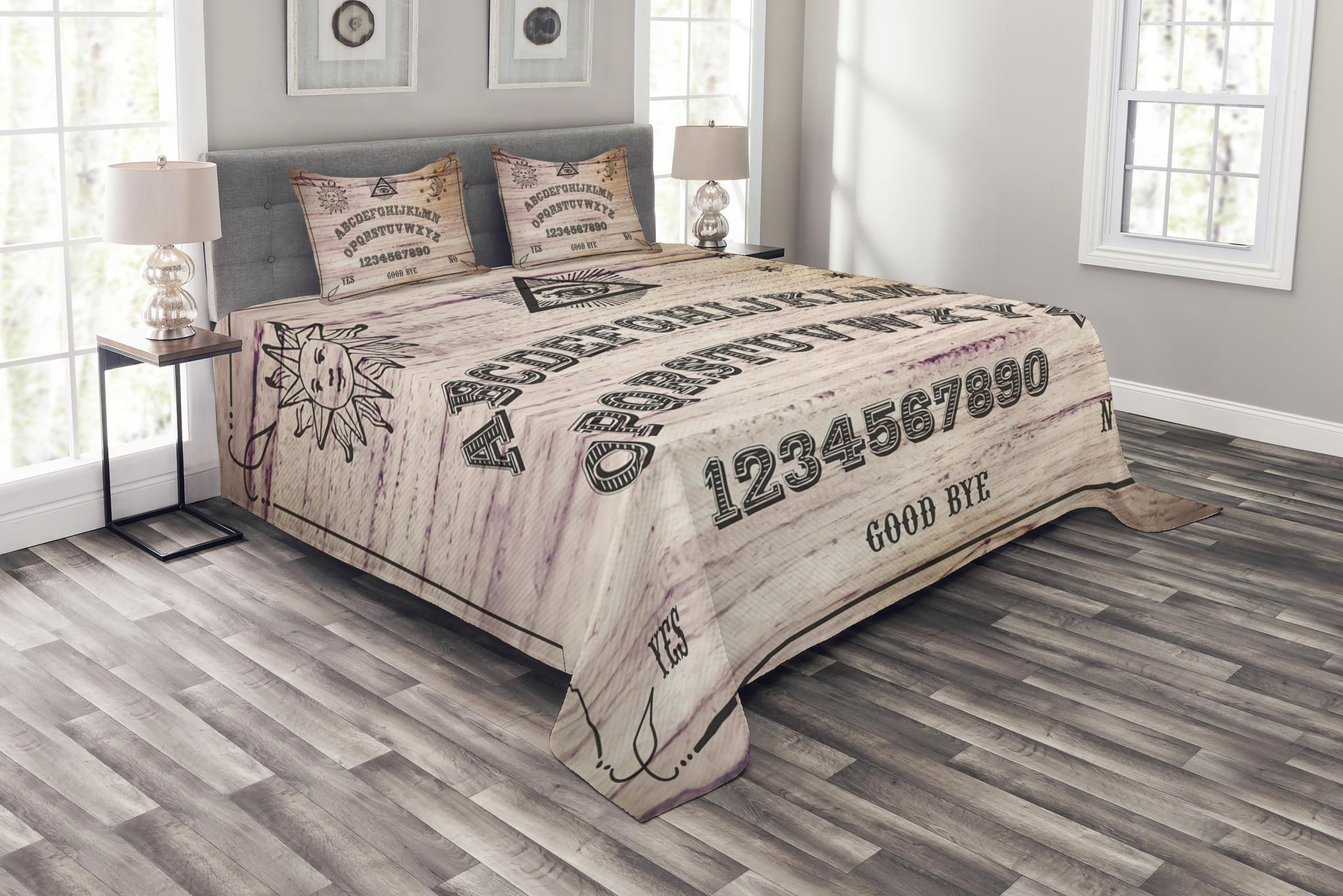 Peach Ivory and Brown Twin Size Playing Ouija with Magnifying Glass on Scribbled Letters Background Ambesonne Ouija Board Flat Sheet Soft Comfortable Top Sheet Decorative Bedding 1 Piece