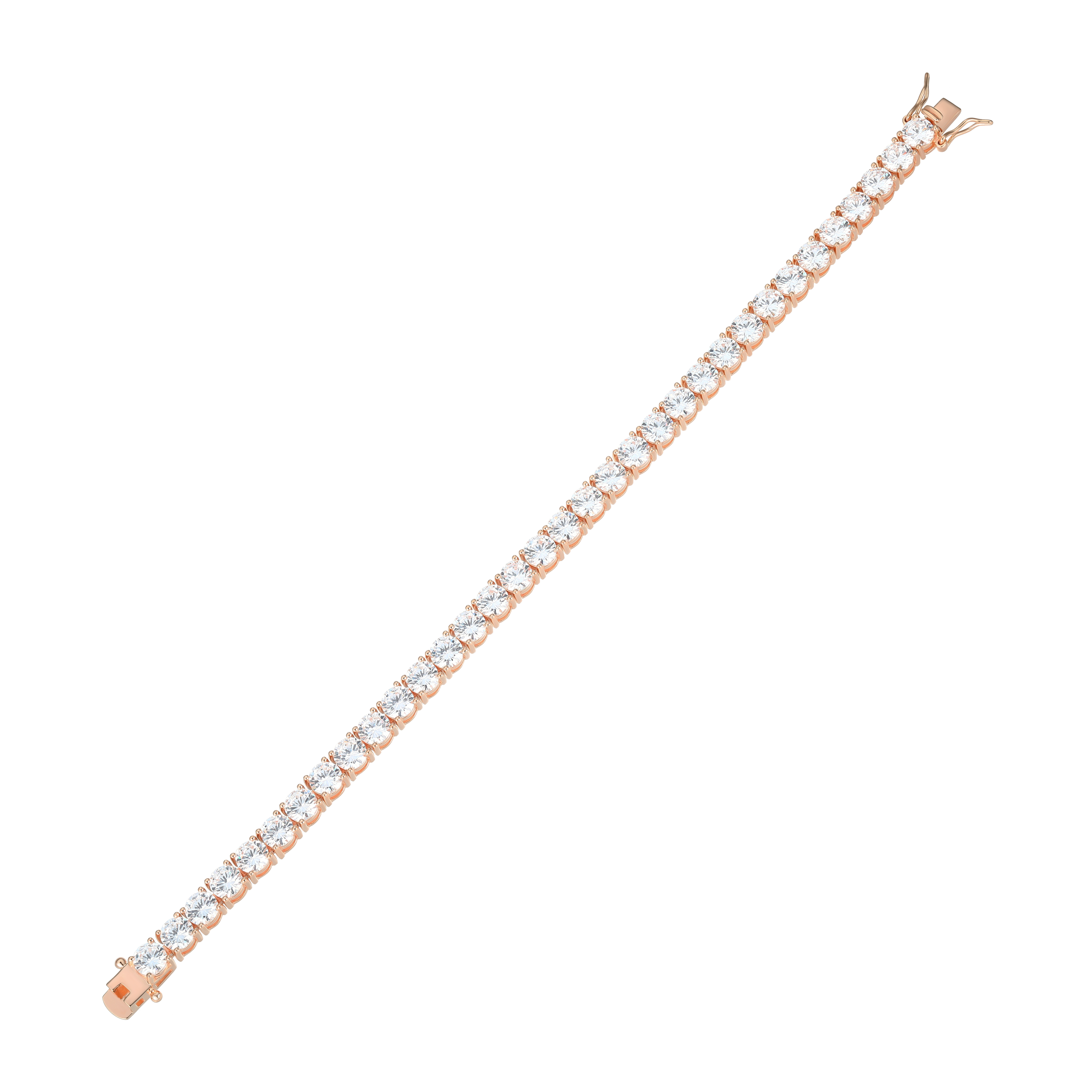 Forever Facets 5mm Cubic Zirconia Tennis Bracelet in 14k Rose Gold over Sterling Silver, Adult Female