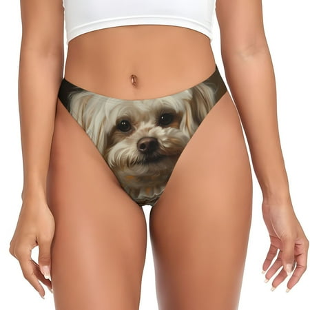 Rateoe Regal Dog In Royal Attire Pattern Seamless Women Underwear Thongs No Show Ladies Thong No Line Breathable Comfortable Panties Undies for Women-3X-Large