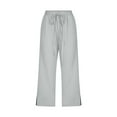 thumbnail image 5 of Bmisegm Women's Casual Loose Drawstring Pants with Pockets Lightweight Spring Summer Cropped Straight Leg Style for Everyday Comfort Light Gray S, 5 of 5