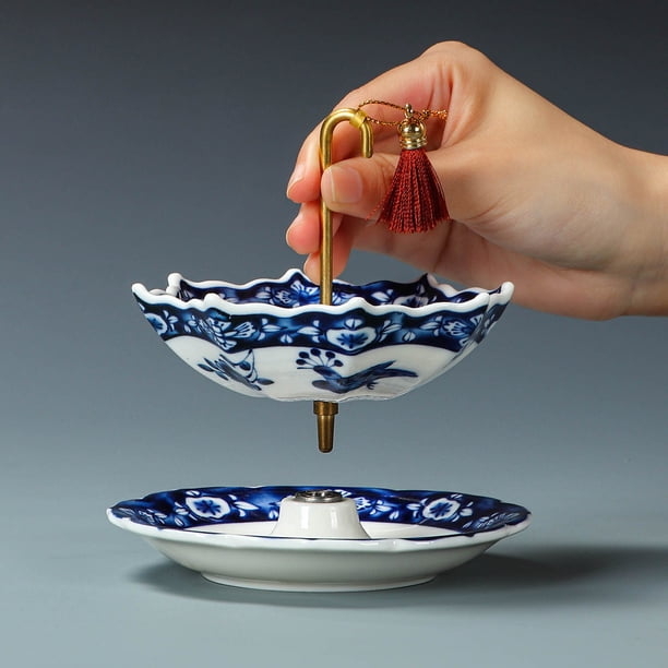 Umbrella Shape Ceramic Tea Strainer - Blue and White Porcelain