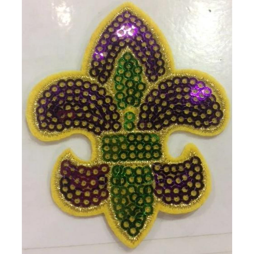 Purple, Green and Gold Sequin Fleur de Lis (Each) - Walmart.com ...