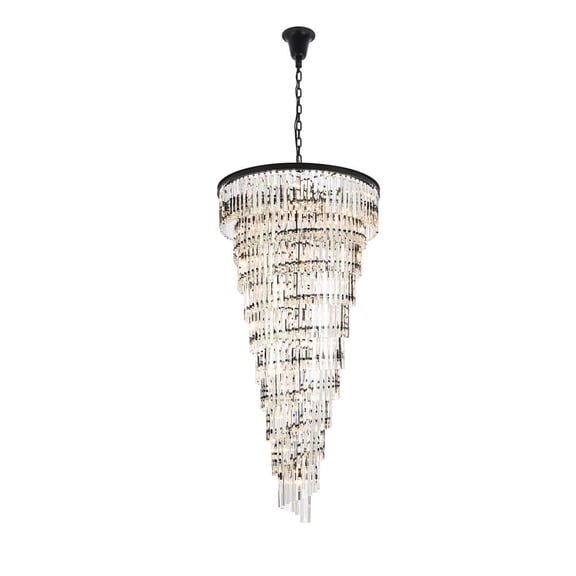 Elegant Lighting Sydney 36.5" Metal/Crystal Chandelier in Matte Black/Clear