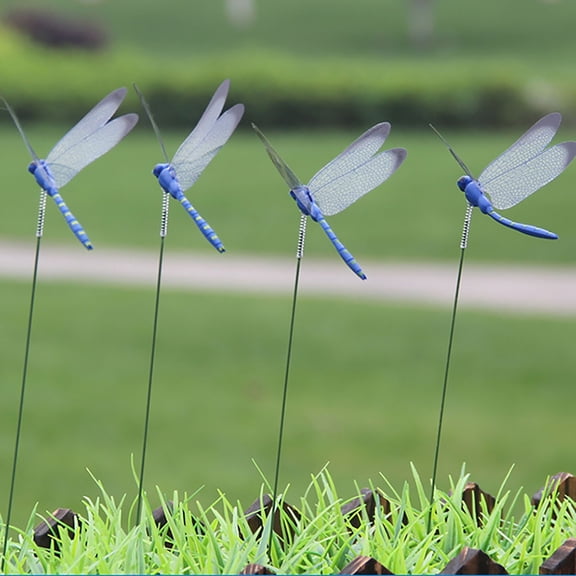 Homelyt 12Pcs Dragonfly Stakes Garden Decor Realistic Fake Dragonflies Keep Bugs Away Colorful Outdoor Yard Art for Flower Pots Beds and Patio