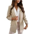 thumbnail image 4 of Blazer Jacket for Women Zpanxa Women's Casual Long Sleeve Jacket, Lapel Button Slim Work Office Blazer Jacket, Casual Open Front Work Office Outerwear Khaki S, 4 of 4