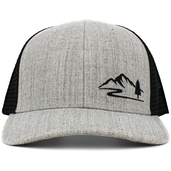Wild Mountain Tree River Stream Mesh Back Trucker Baseball Cap Hat Outdoors Camping
