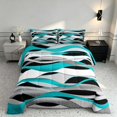 thumbnail image 2 of Manfei Abstract Wavy Stripe Queen Comforter Set, Modern Abstract Art Comforter Sets Queen, Teal, Black and White, Black Reversible 3 Pieces, 1 Comforter and 2 Pillowcases, 2 of 6