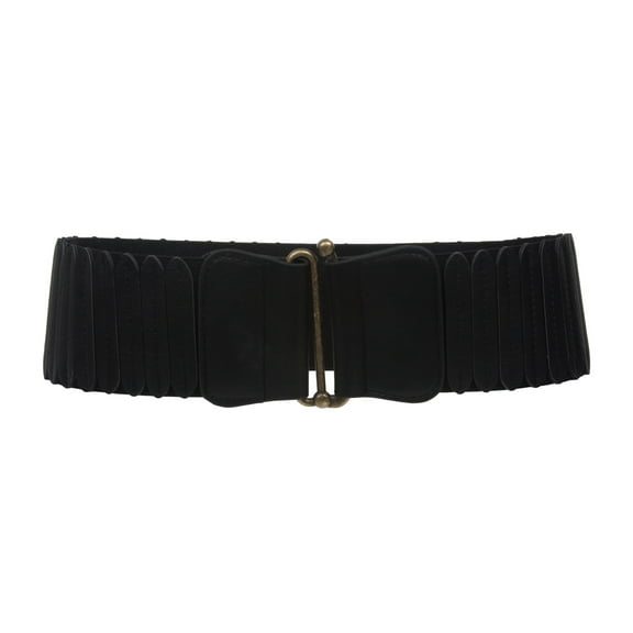 Ladies 3" Wide High Elastic Waist Belt With Metal Hook Buckle