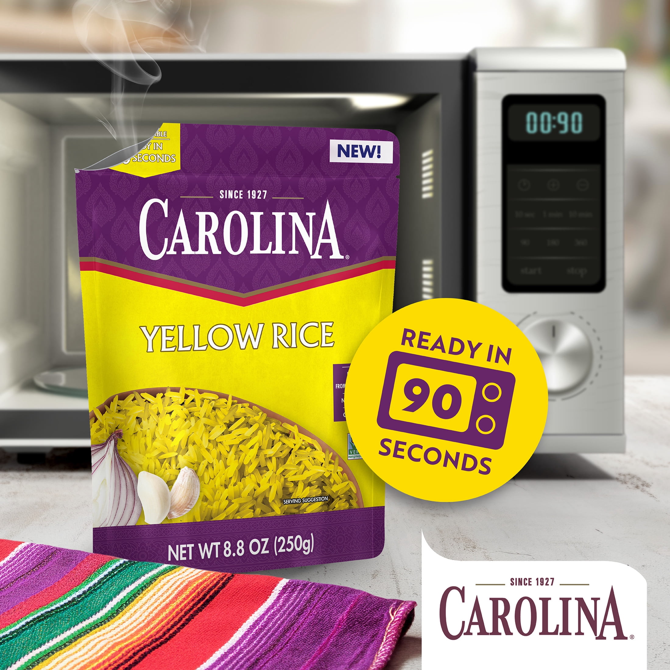 (6 pack) Carolina Ready-to-Eat Yellow Microwavable Rice, Gluten Free, 8.8 oz Pouch