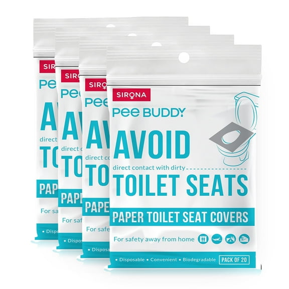 PeeBuddy Flushable Reusable Paper based Toilet Seat Cover - 20 Seat Covers (Pack of 4)