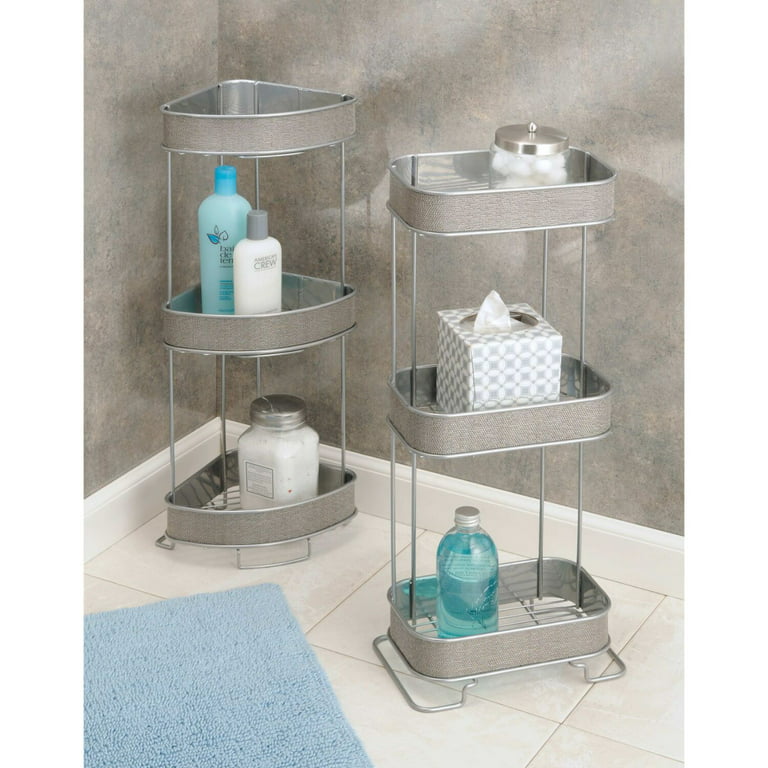 Forclover Bathroom shelves Sliver 4-Tier Glass Freestanding Corner Bathroom  Shelf (13.75-in x 47.3-in x 13.75-in) in the Bathroom Shelves department at