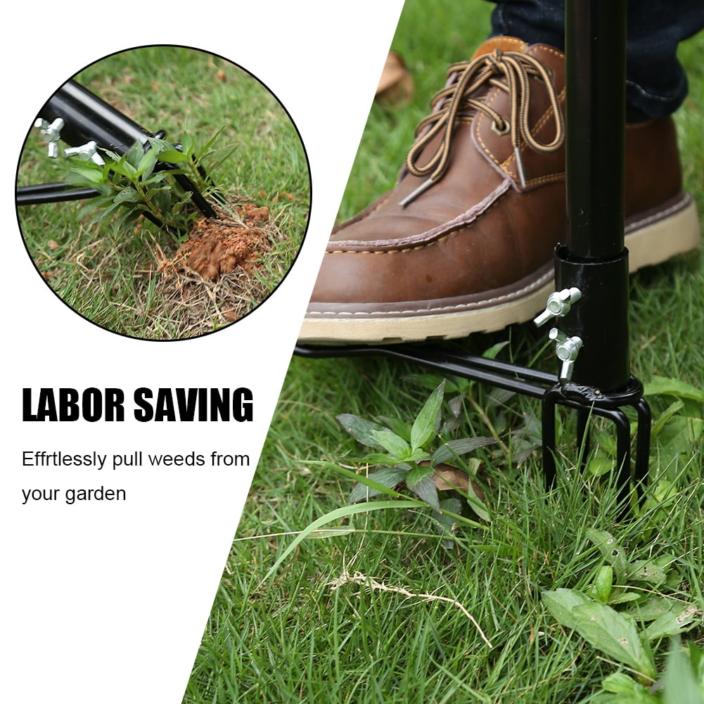 Jinveno 4 Claw Metal Weeder Manual Vertical Weeding Hook Standing Weed