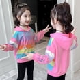thumbnail image 5 of BULLPIANO Toddler Girls Casual Hoodies Sweatshirts Kids Rainbow Striped Hooded Jackets Pullover Tops 2-8Y, 5 of 8