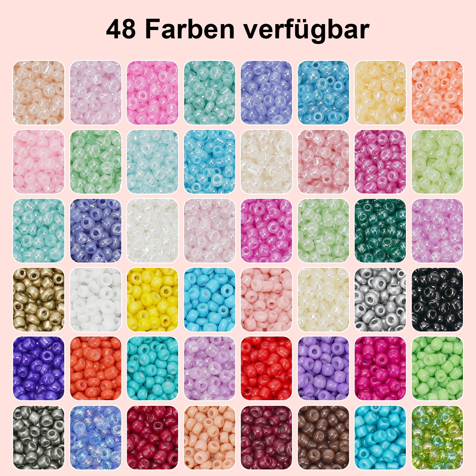 43000 PCS 2 Boxes Glass Seed Beads for Jewelry Making Kit,Tiny Beads Set for Bracelets Making, DIY,Art and Craft Friendship Gifts Toys for Girls Kids Adults,2mm