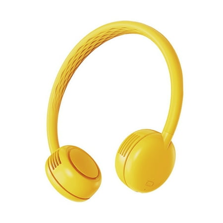 

Portable Hanging Neck Fan Rechargeable Headphone Design Yellow