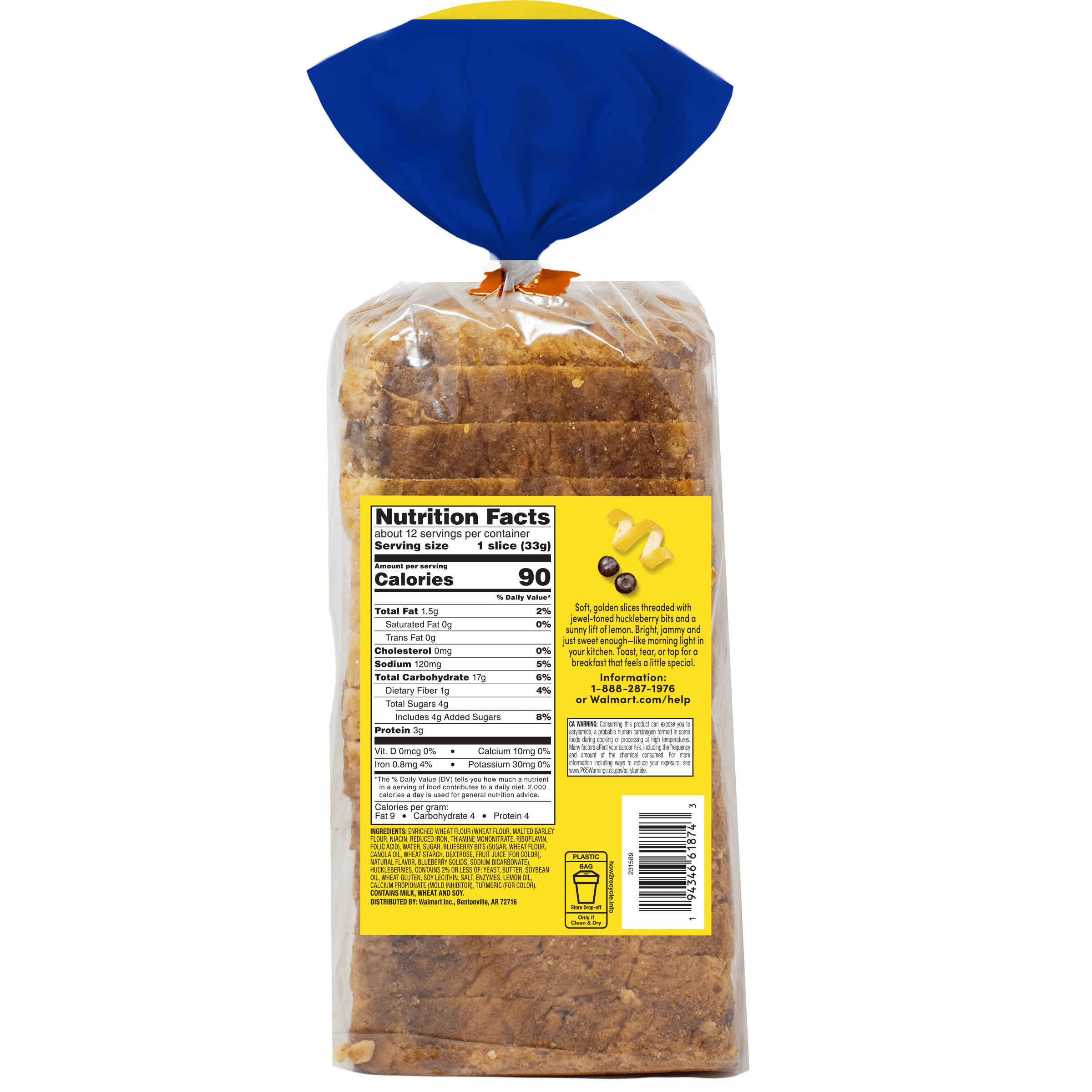 bettergoods Lemon Huckleberry Breakfast Bread, 14 oz, Limited-Time Seasonal Flavor