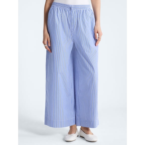 Free Assembly Women's and Women's Plus Cotton Poplin Cropped Wide Leg Pants, 26" Inseam, Sizes XS-4X