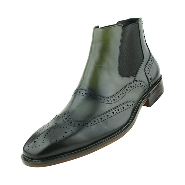 Asher Green Wingtip Pull Chelsea Boots Olive 14 - Walmart.com