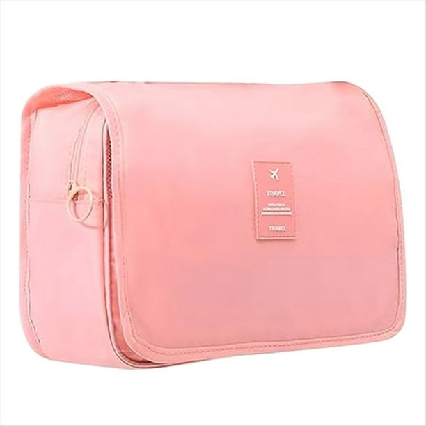 , , Artículos de Tocador Impermeables de Gran Capacidad de Tamaño de Viaje, Bolsa Organizadora de Maquillaje Rosa