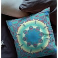 thumbnail image 2 of Jewel Circle Faux Suede Fabric Throw Pillow in Green and Red 16x16, 2 of 9