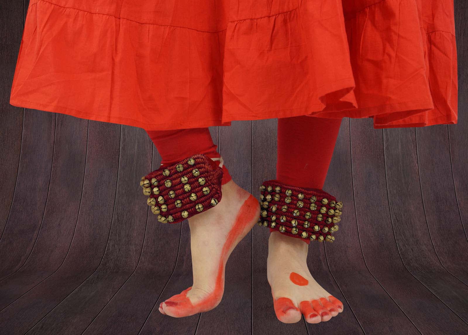 Banithani Indian Traditional 5 Line Classical Kathak 12 No Ghungroo Anklets Dancing Ankel Bracelet Pair Jewelry-Maroon