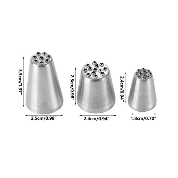Rkxzt Cream Rimming Grass Decorating Tips Set 3-Piece Stainless Steel Seamless Cake Icing Nozzles Kitchen Supplies|Stainless Steel,Multiple Colors