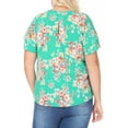 thumbnail image 3 of Women's Plus Size Casual Floral Flowy Short Sleeve Round Neck Key Hole Tee Blouse Top, 3 of 6