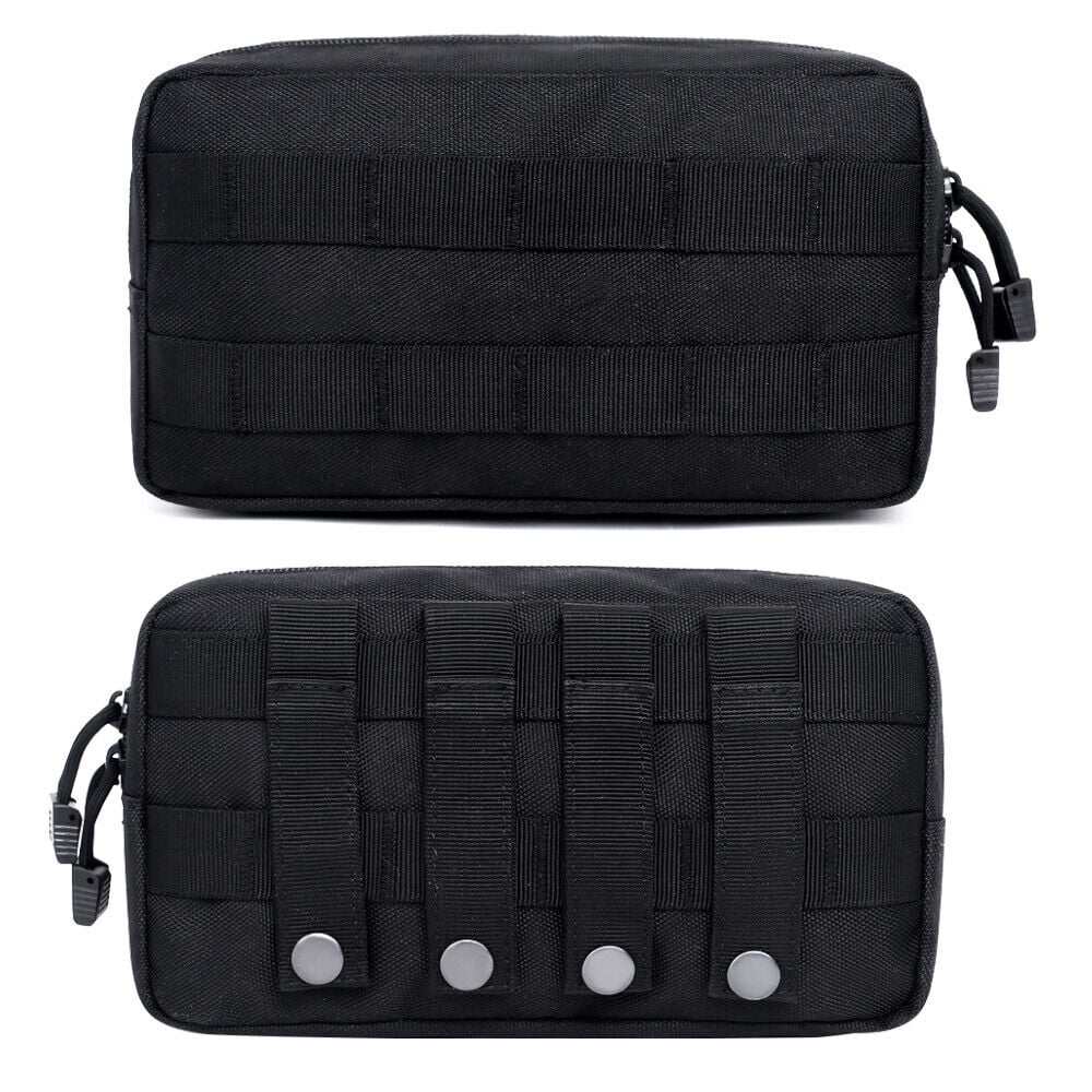 Men Tactical Molle EDC Pouch Molle Pouch Resistant Shoulder Organizer Gadget Waist Bag 600D Nylon, Black