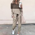 thumbnail image 2 of Eryao Weekly Prime Women's Color Block 2 Piece Tracksuit Crew Neck Long Sleeve Tops Matcing Drawstring Sweatpants Outfits Fall Winter Lightweight Lounge Sets,Multicolor,XXL, 2 of 6
