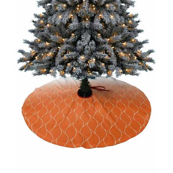 Orange Ombre Christmas Tree Skirt 36 Inches Large Christmas Skirt Tree, Moroccan Geometric Modern Abstract Art Tree Skirt Christmas Decorations for Fireplace Party Holidays Indoor Outdoor