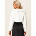 thumbnail image 4 of Disfraz de navidad chaqueta recortada esponjosa con cuello de Peter Pan para mujer Blanco L Allegra K, 4 of 4