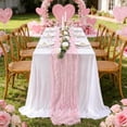 thumbnail image 2 of Pink Cheesecloth Table Runner 4 Packs 35" x10Ft Rustic Gauze Boho Table Runner for Wedding Reception Bridal Shower Vintage Decor, 2 of 14