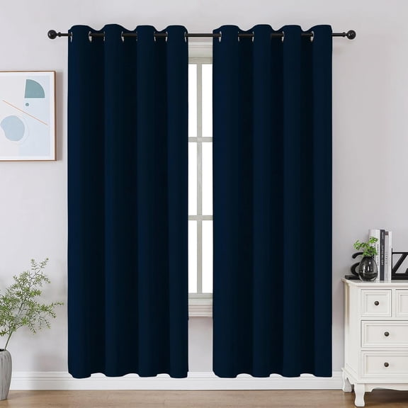 LKYUHGS-Blackout Grommet Window Curtains for Bedroom, Thermal Insulated Drapes Panels for Living Room,Set of 2 Panels (52 x 96 Inch, Navy Blue)