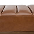 thumbnail image 3 of Modern PU Upholstered Bench with Channel Tufting, Metal Base, Brown+Gold, 3 of 9